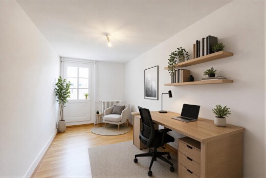 büro mit holzfußboden, wood finish floor, natürliches licht, natural light, und inside property