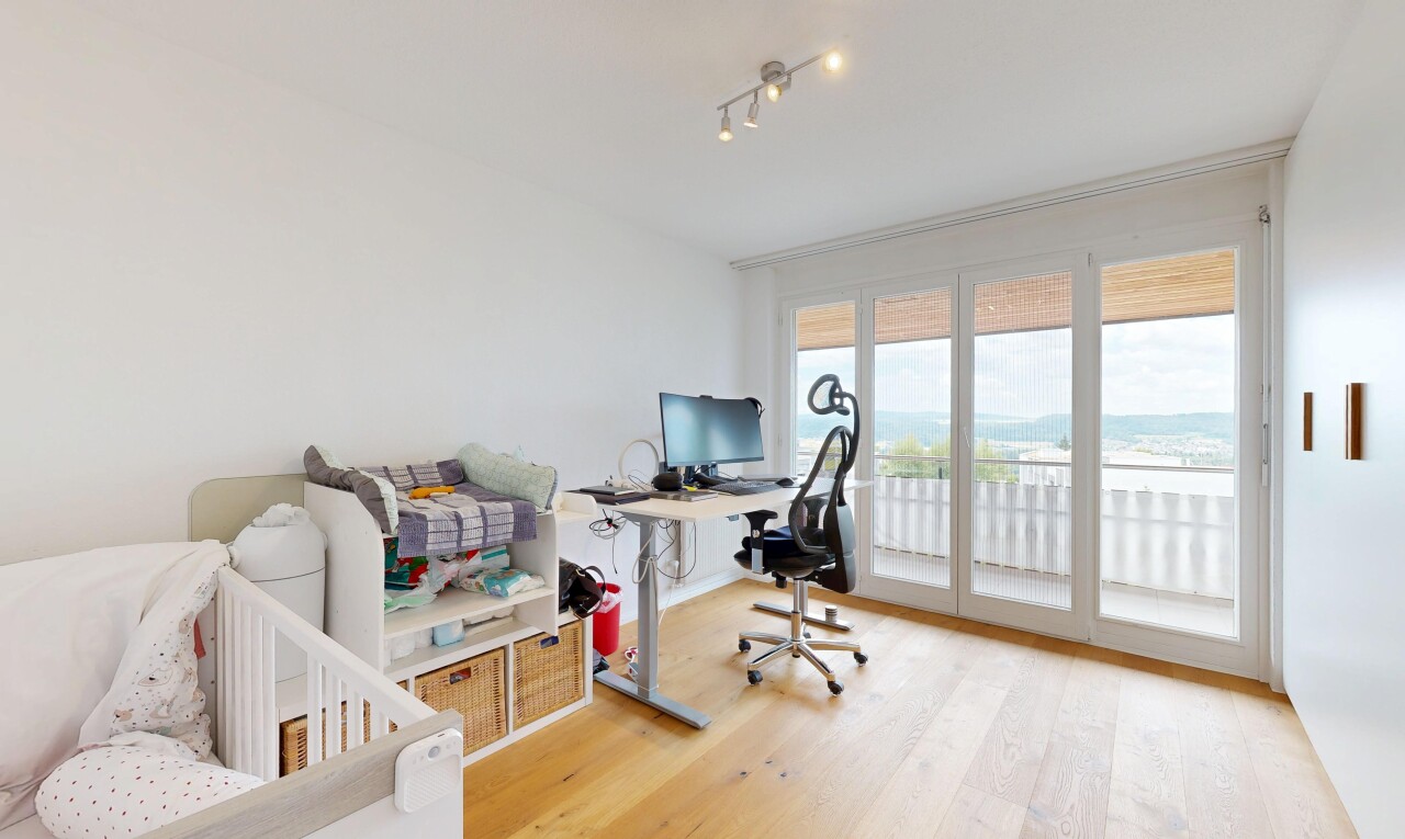 office area with light wood-style flooring