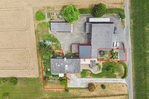 aerial view of property's location with property boundaries highlighted