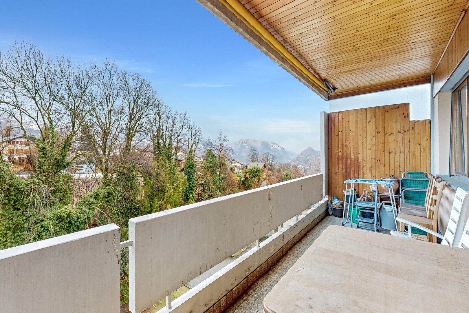 balcony with a mountain view