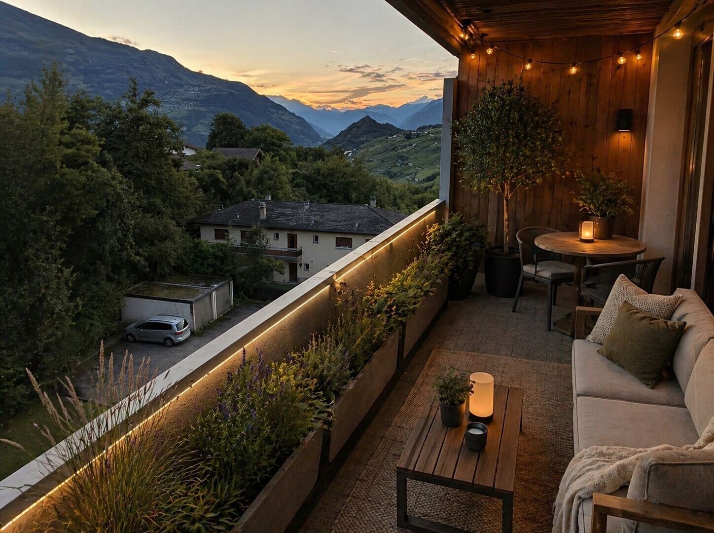 balcony with a mountain view