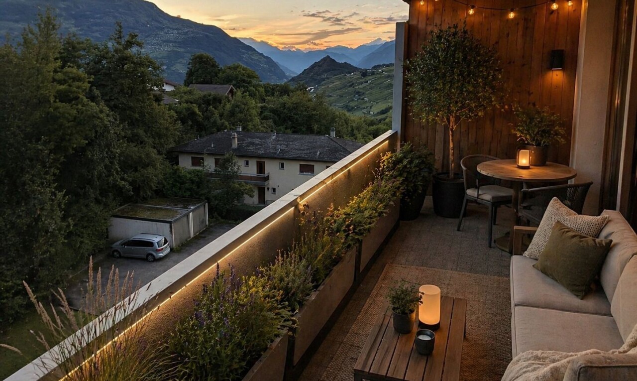 balcony with a mountain view