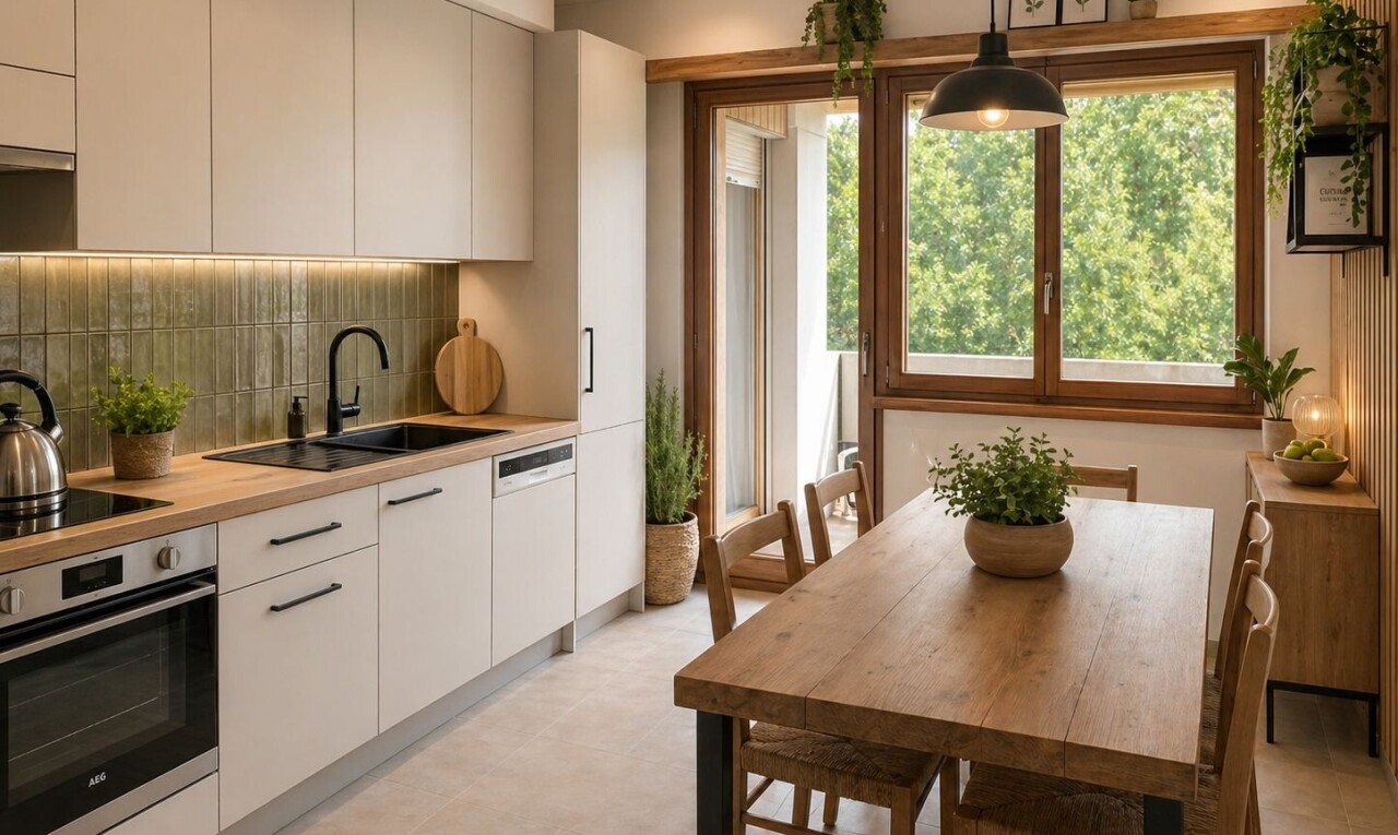 kitchen with wall oven, white cabinetry, built in fridge, and dark countertops