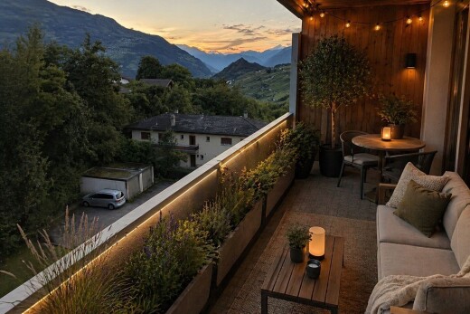 balcony with a mountain view