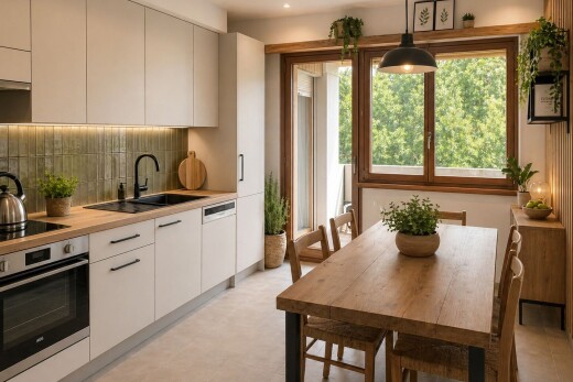 kitchen with wall oven, white cabinetry, built in fridge, and dark countertops