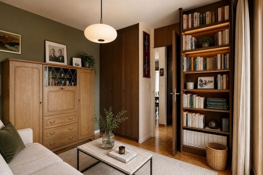 living room with light wood-style flooring and a chandelier