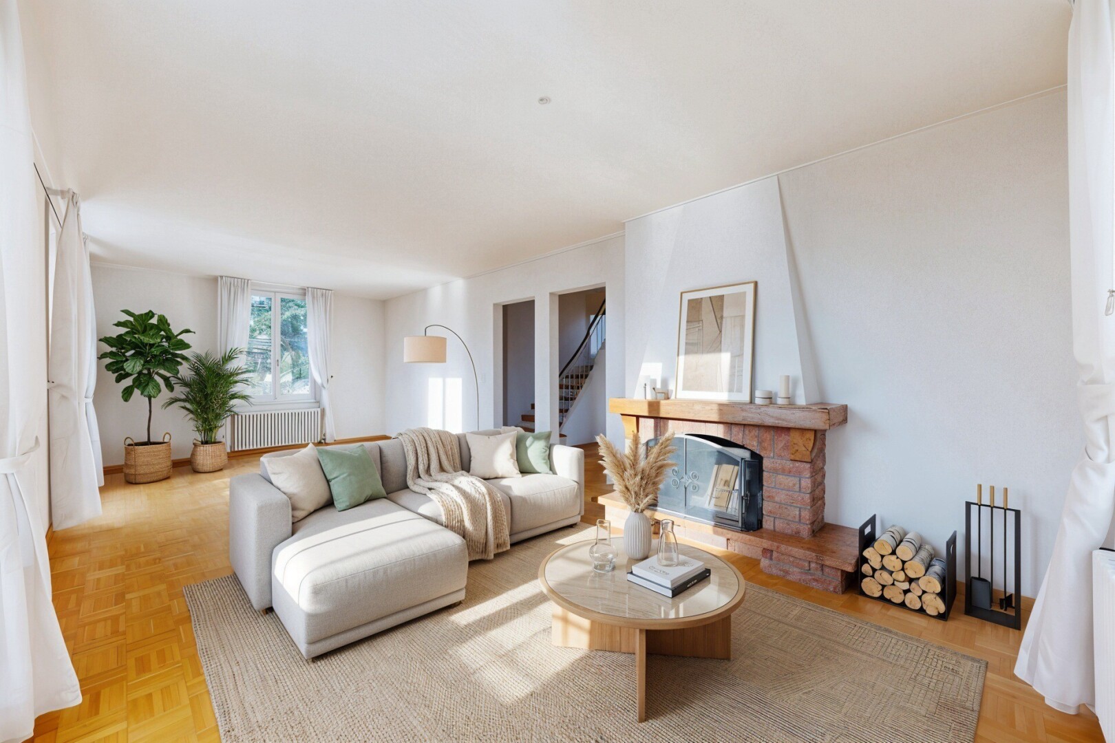 salon avec parquet floor, wood finish floor, sol en finition bois, inside property, et natural light