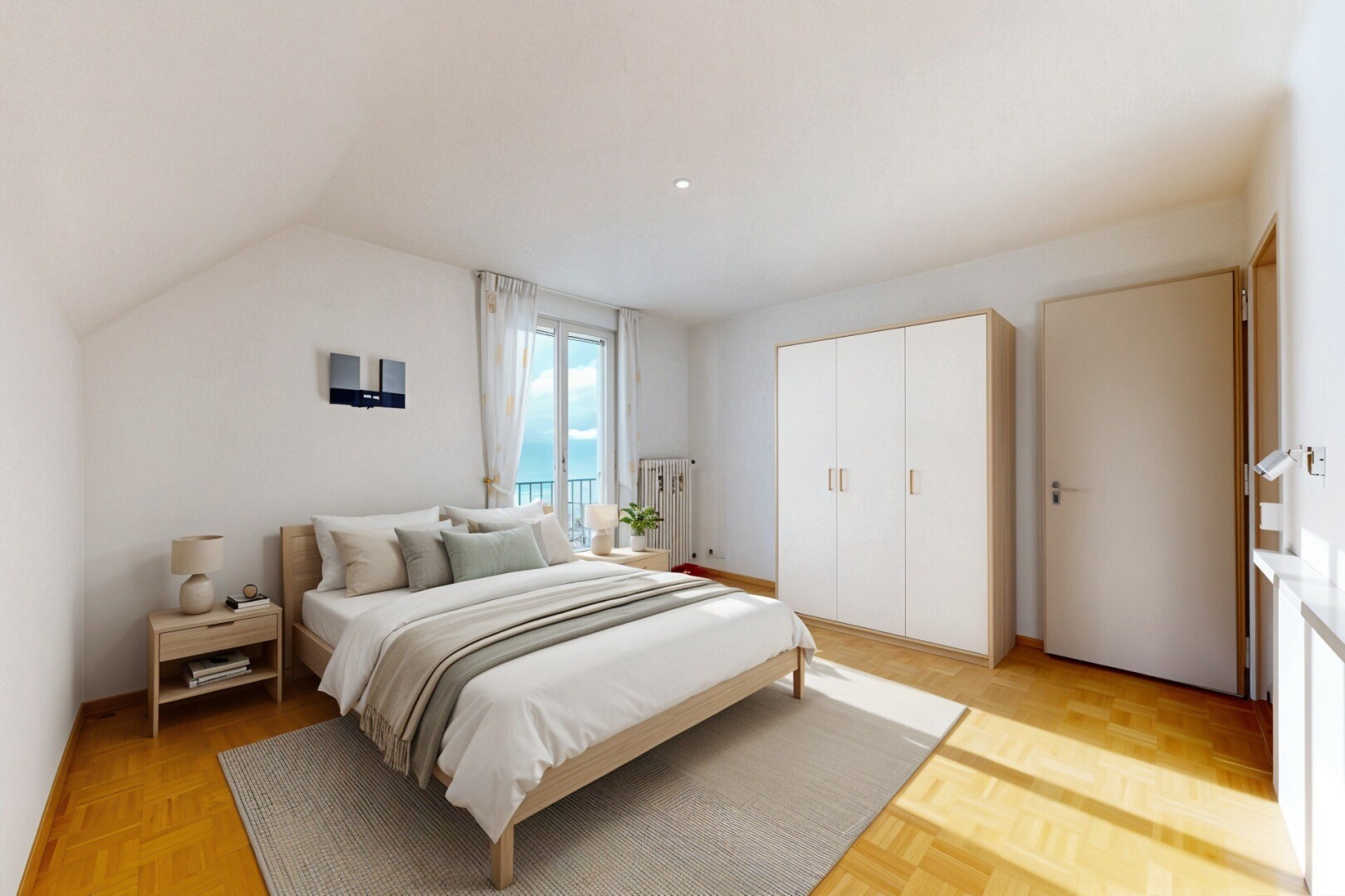 chambre avec placard, inside property, parquet floor, wood finish floor, et sol en finition bois