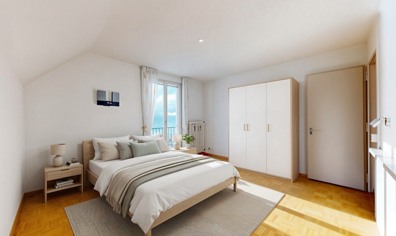 chambre avec placard, inside property, parquet floor, wood finish floor, et sol en finition bois