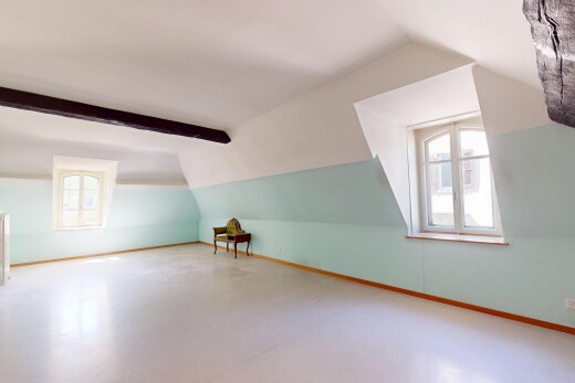 pièce vide avec pièce supplémentaire, plafond voûté, vaulted ceiling, lumière naturelle, et natural light
