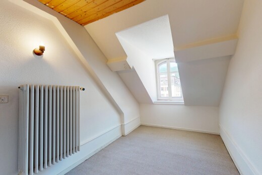 pièce vide avec radiateur, pièce supplémentaire, natural light, lumière naturelle, et vaulted ceiling