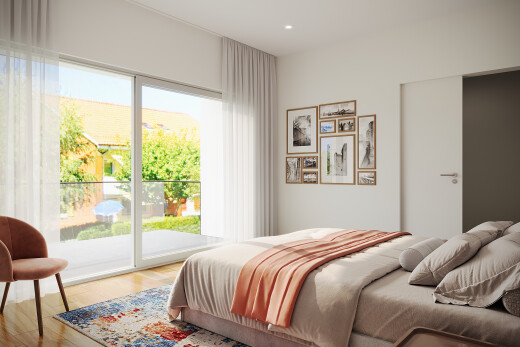 chambre avec accès à l'extérieur, inside property, lumière naturelle, natural light, et cloison sèche