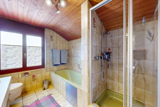 bad mit tile wall, fliesenwand, komplettes badezimmer, bad, und natural light