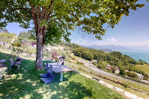 garten mit rasen, day time, water view, und seesicht
