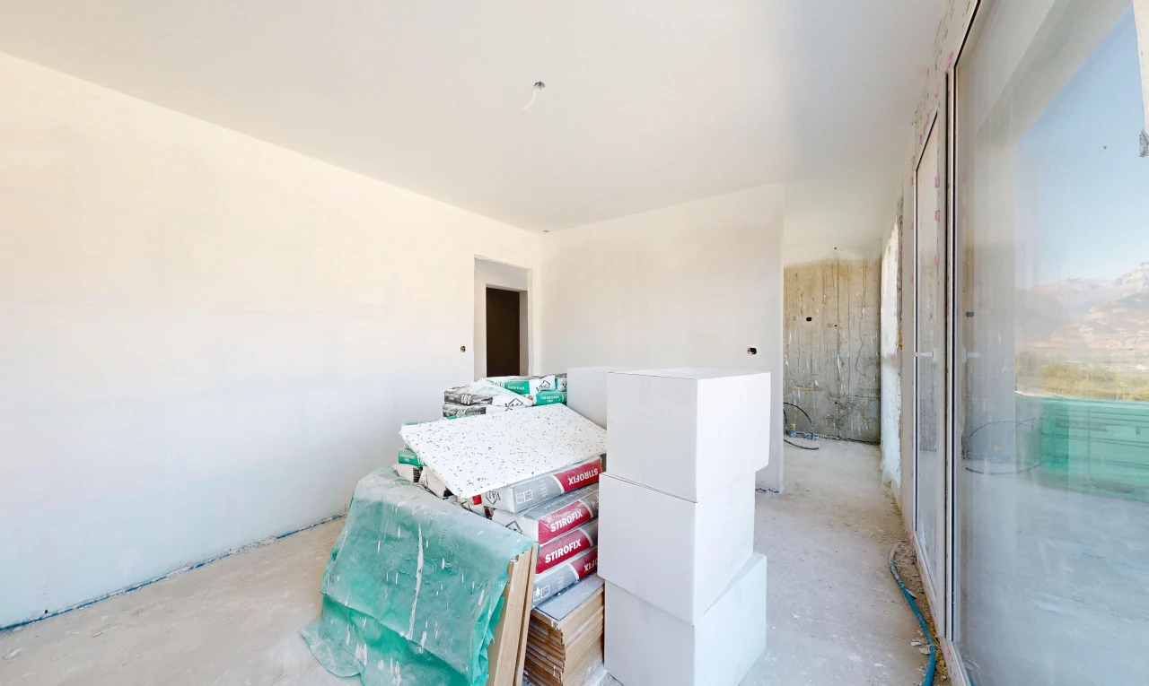 chambre avec sol en béton, concrete floor, cloison sèche, et drywall