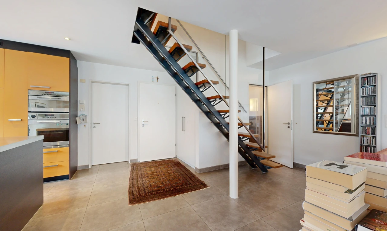 stairs with recessed lighting
