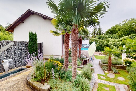 jardin avec overcast et property visible