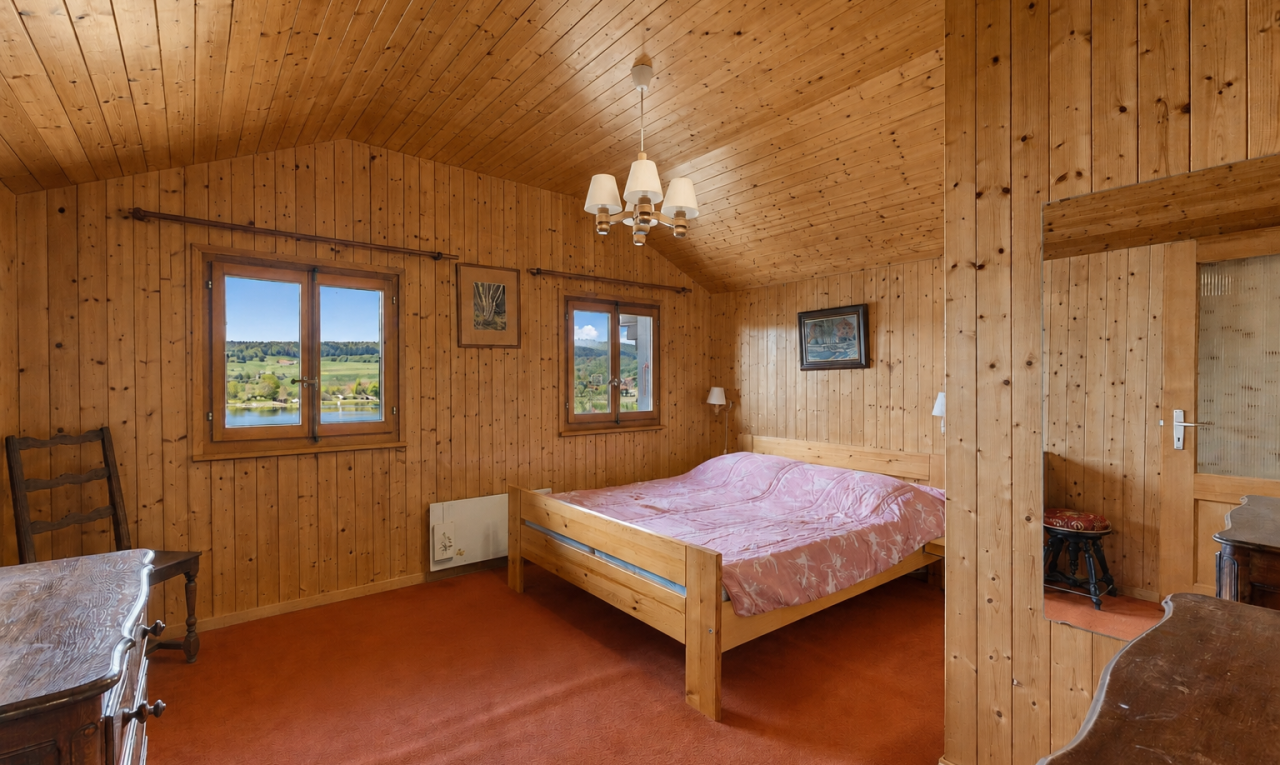 chambre avec lumière naturelle, natural light, moquette, carpet, et inside property