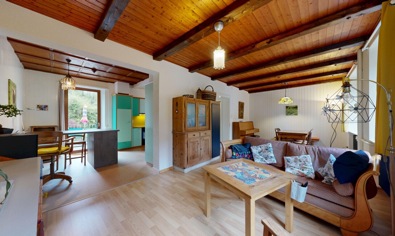 salon avec inside property, wood finish floor, sol en finition bois, natural light, et lumière naturelle