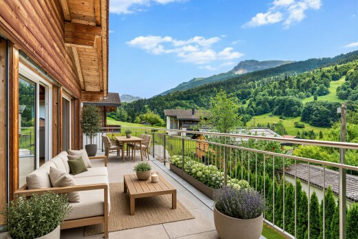 balkon mit mountain view, blick auf die berge, from property, day time, und balkon