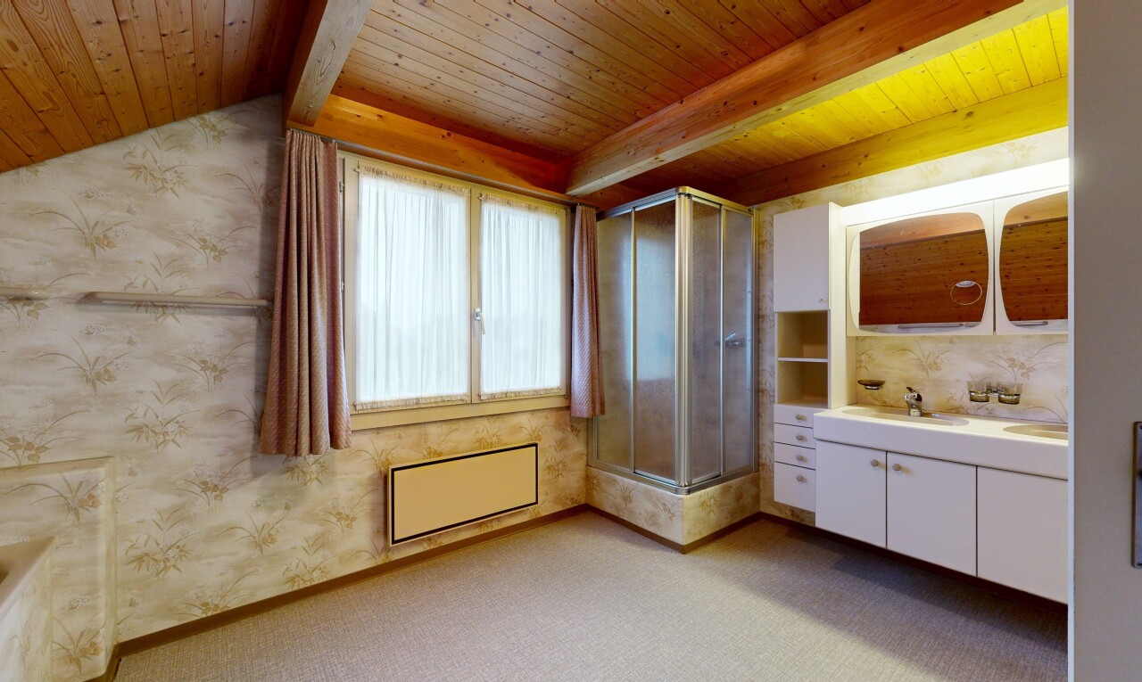 pièce vide avec lumière naturelle, natural light, inside property, plafond en bois, et wood ceiling