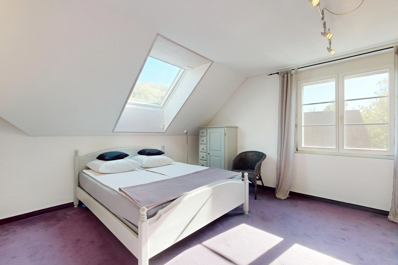 zimmer / schlafzimmer mit drywall, gipskartonwand, natürliches licht, zusätzliches zimmer, und carpet