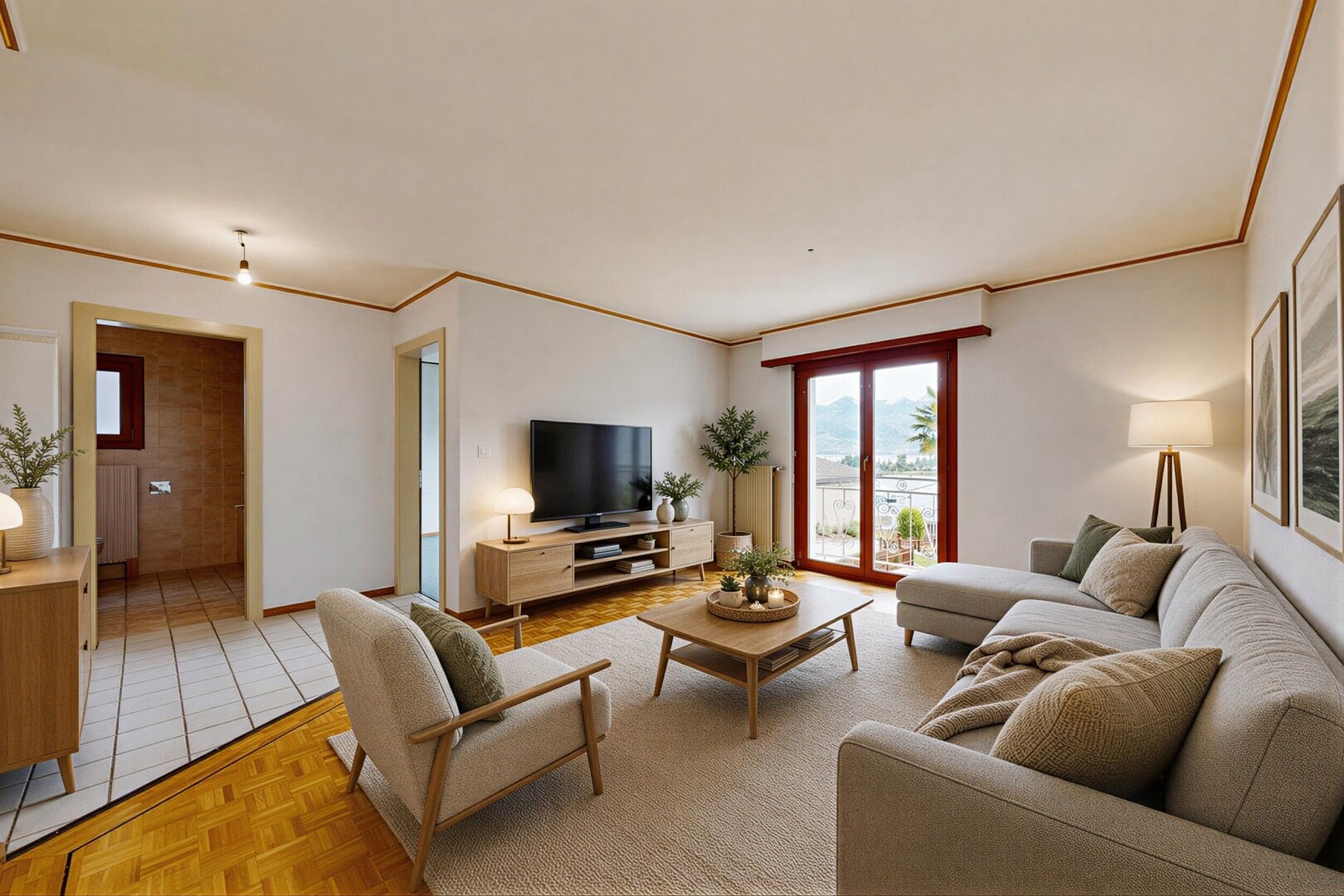 pièce vide avec inside property, lumière naturelle, natural light, parquet floor, et cloison sèche