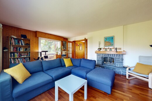 wohnzimmer mit holzwand, wood wall, natürliches licht, natural light, und inside property