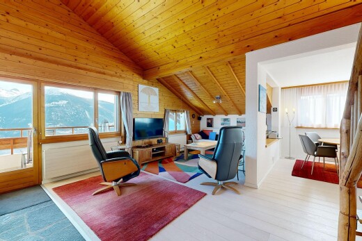 salon avec plafond en bois, wood ceiling, inside property, lumière naturelle, et natural light