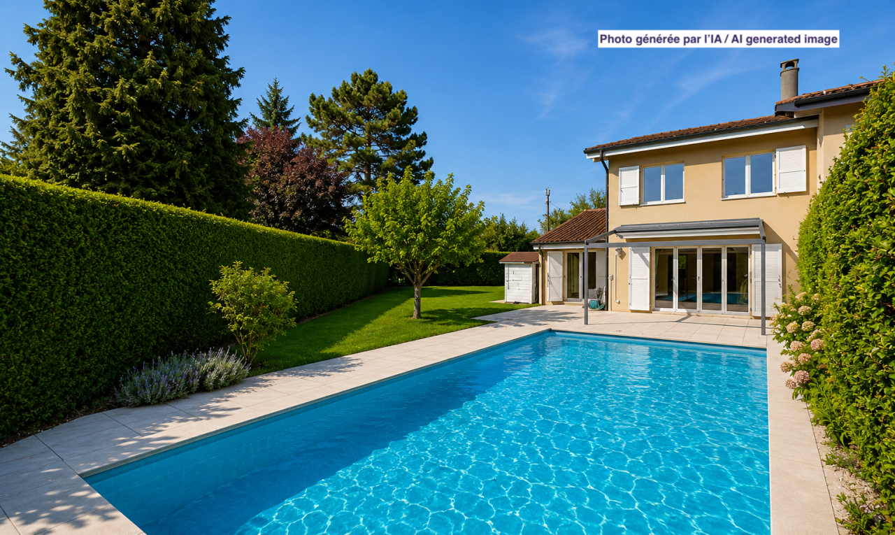 schwimmbad mit from property, day time, zaun, terrasse, und schwimmbad