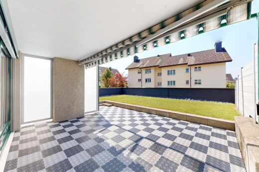 terrasse mit rasen, from property, und zaun