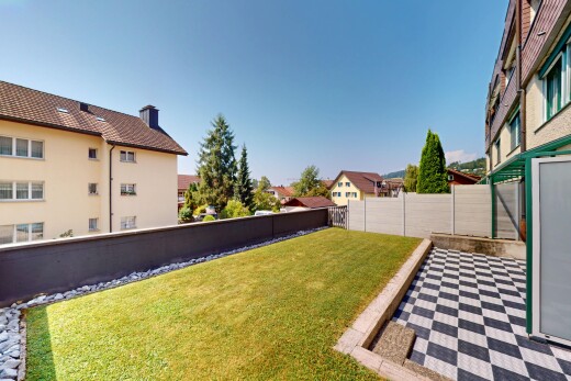 garten mit rasen, zaun, day time, from property, und wohngebietblick