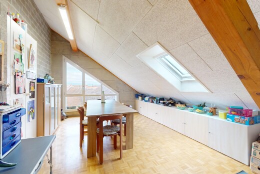 salle à manger avec plafond bas, lumière naturelle, plafond voûté, et puits de lumière