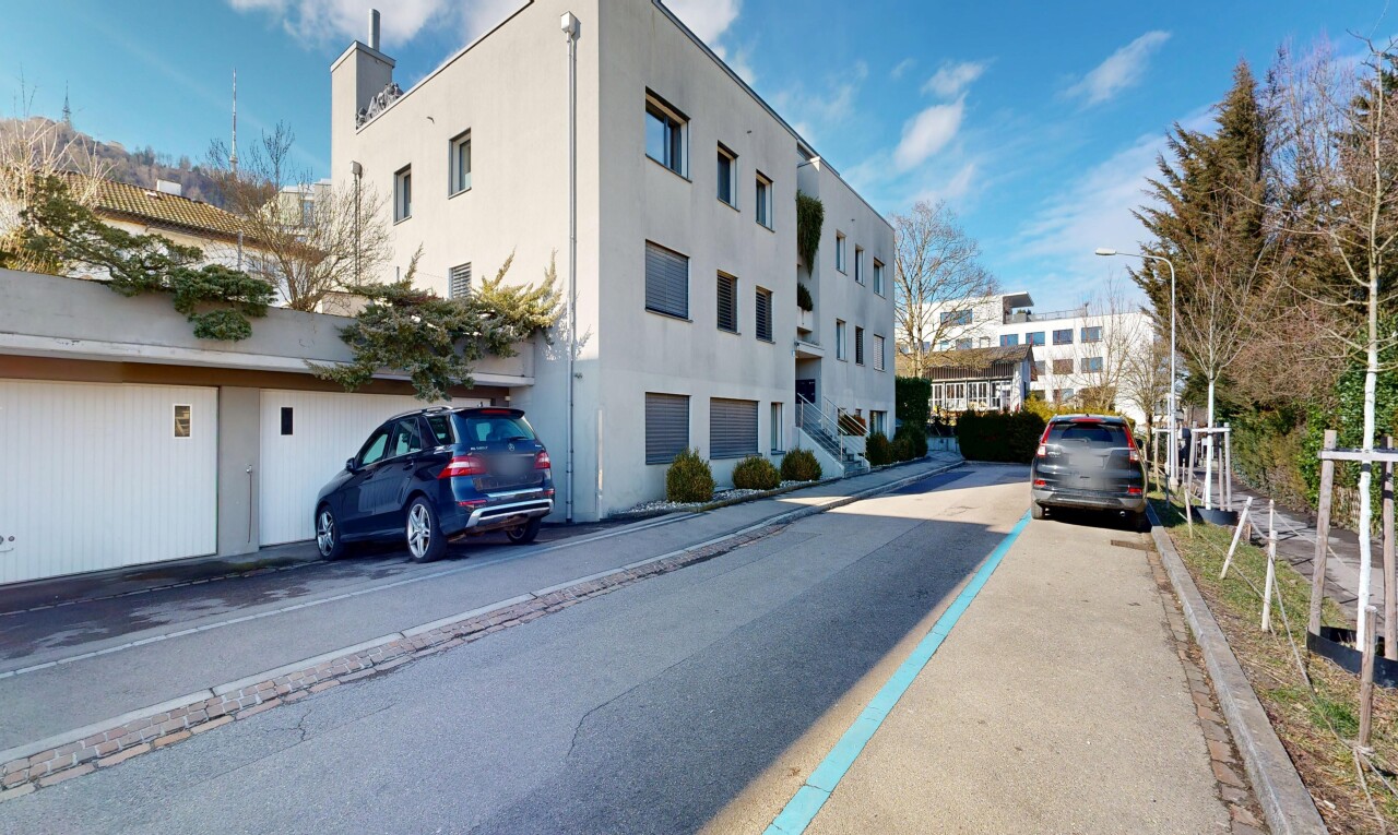 außenansicht mit day time, apartment complex view, und blick auf wohnanlage