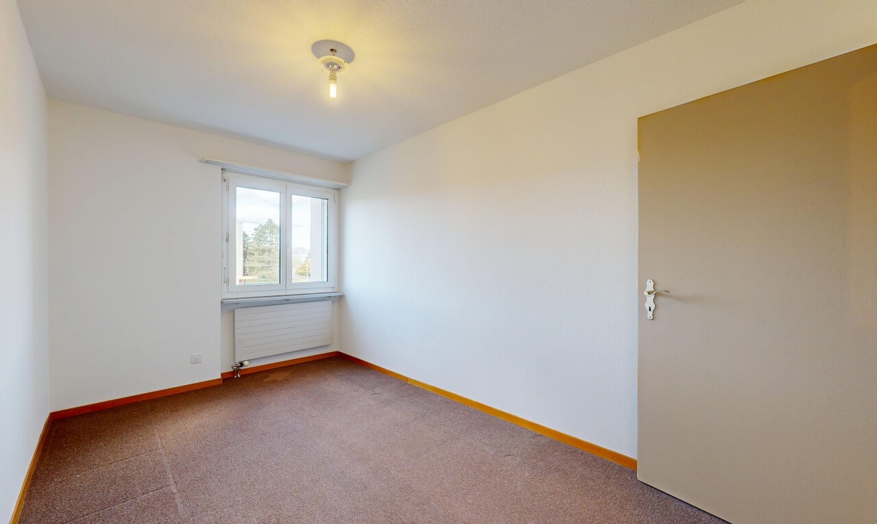 carpeted spare room with baseboards and radiator