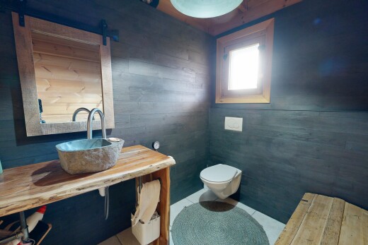 bathroom with vanity and tile patterned flooring
