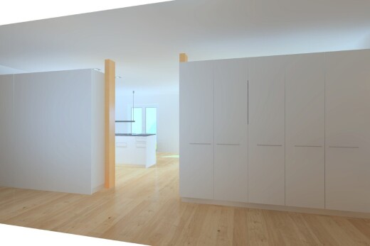 leerer raum mit wood finish floor, holzfußboden, inside property, drywall, und gipskartonwand