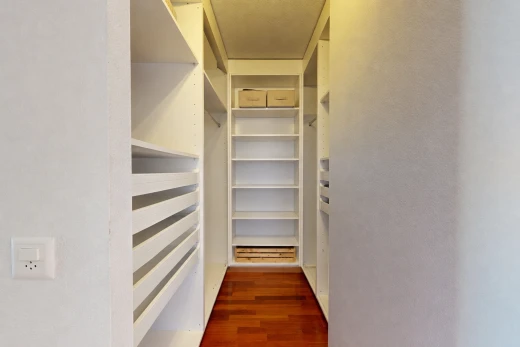 begehbarer kleiderschrank mit dark floor, begehbarer kleiderschrank, wood finish floor, und holzfußboden