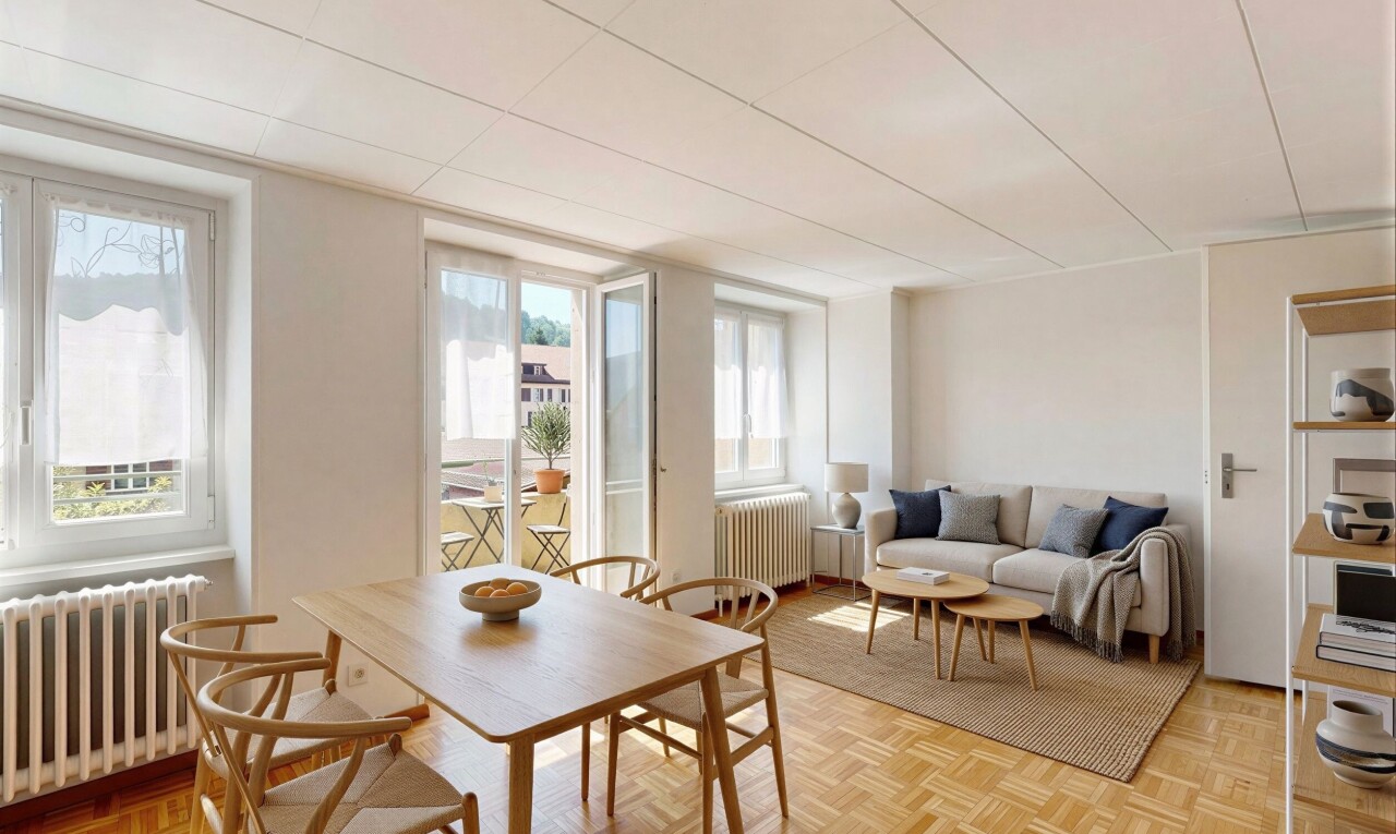 dining area with healthy amount of natural light and radiator heating unit