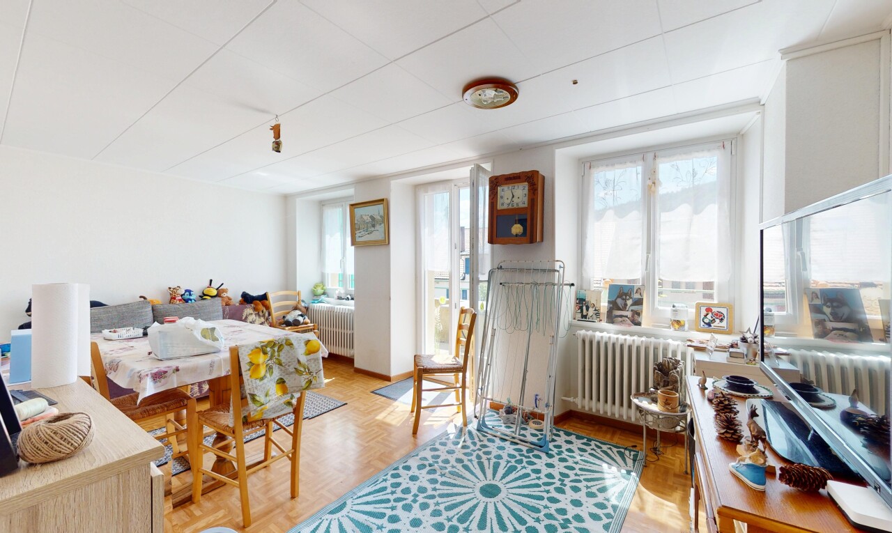 living / dining area with radiator heating unit