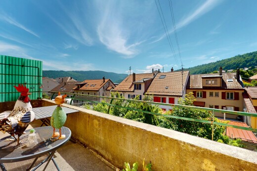 balkon mit from property, balkon, day time, residential view, und wohngebietblick