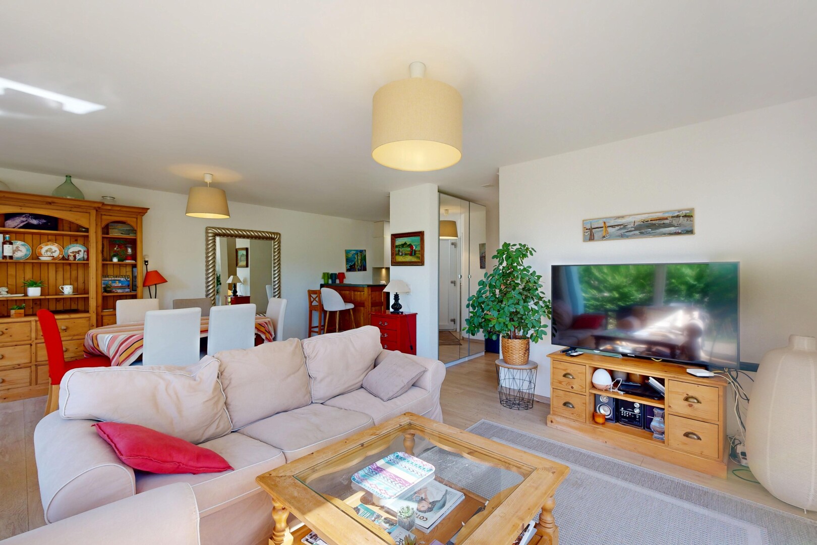 living / dining room featuring light wood-type flooring