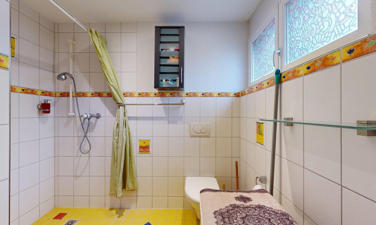 salle de bains avec douche, salle de bain complète, inside property, lumière naturelle, et natural light