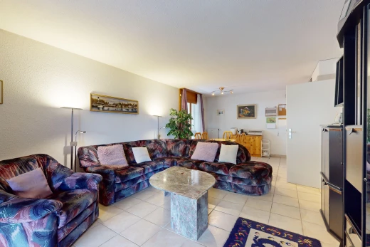 salon avec lumière naturelle et carrelage
