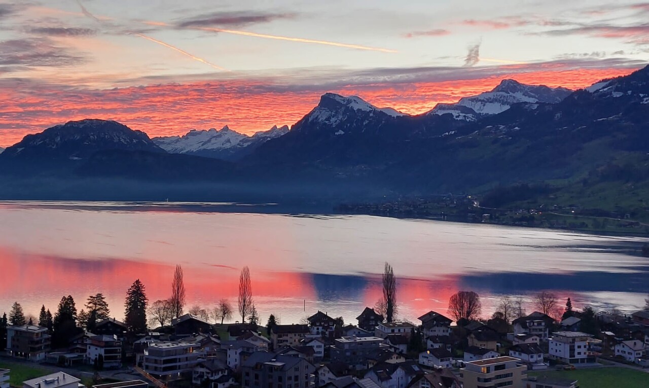 blick auf die berge mit dusk, blick auf die berge, mountain view, und wohngebietblick