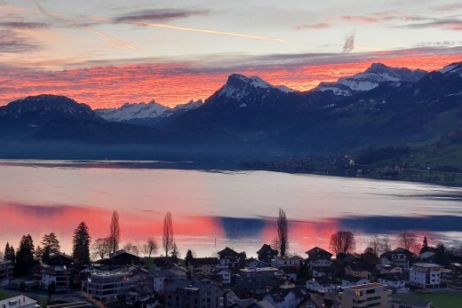 blick auf die berge mit dusk, blick auf die berge, mountain view, und wohngebietblick