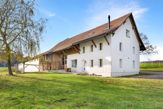 façade avec property visible, pelouse, day time, terrasse, et bardage en stuc