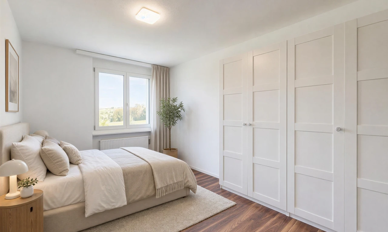 pièce vide avec radiateur, drywall, cloison sèche, wood finish floor, et sol en finition bois