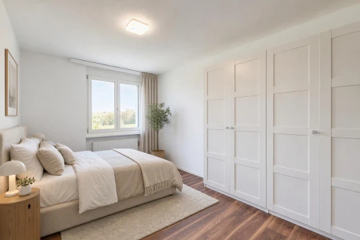 pièce vide avec radiateur, drywall, cloison sèche, wood finish floor, et sol en finition bois