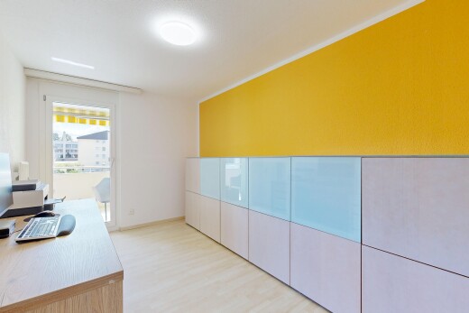 home office featuring light wood-style flooring
